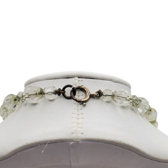 Pale Gray Faceted Crystal Necklace Glass Beaded Choker 12K GF Clasp Vintage - Picture 5 of 11